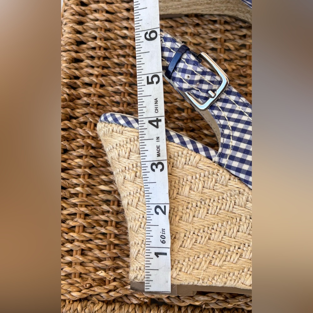 American Eagle Gingham Wedge Espadrille Sandal Blue/White Size‎ 8.5 - Picture 13 of 13